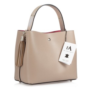 Geanta dama din piele naturala DiAmanti Lara Rose Taupe